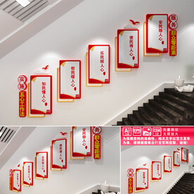 五民五心楼道文化墙