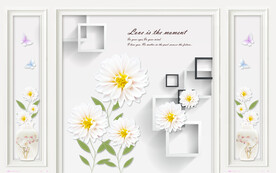 电视背景墙 花朵花瓶