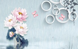 电视背景墙 家和富贵 荷花