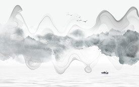 轻奢装饰画 水墨山水风景画