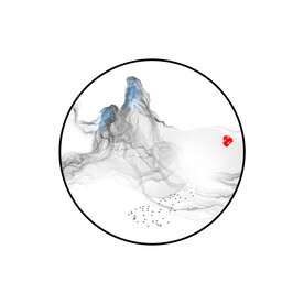 高清分层透明底山水打印图