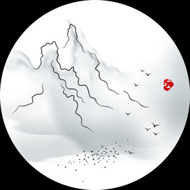 高清分层透明底山水打印图