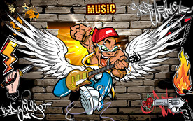 3D摇滚涂鸦音乐背景墙