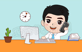 卡通白领上班场景漫画矢量图