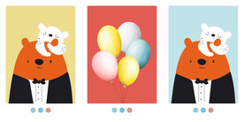轻奢装饰画 熊 气球