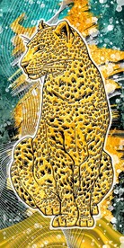 金钱豹珐琅彩轻奢装饰画