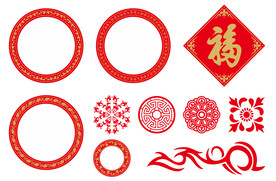 角纹 圆形花纹边框 中国风边框