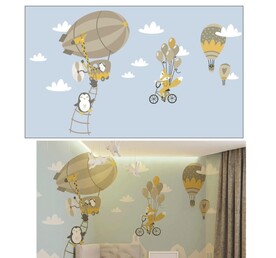 热气球 动物 天空 云朵 飞机