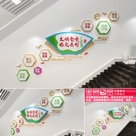 文明食堂楼道文化墙