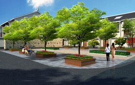 休闲广场树池效果图