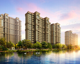 沿水欧式高层住宅群体透视效果图