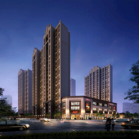 夜景小区沿街商业效果图