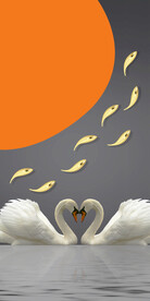 轻奢装饰画 天鹅 金鱼