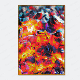 木炭燃烧火焰油画装饰画