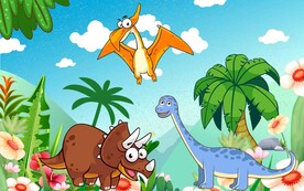 卡通恐龙森林背景墙