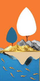 轻奢装饰画 树 金鱼