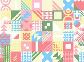 时尚抽象撞色几何图案 