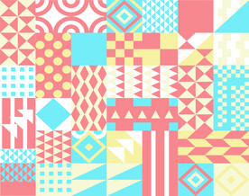 时尚抽象撞色几何图案