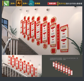 中国精神楼梯文化墙