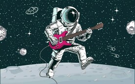 星空星球宇航员卡通背景墙