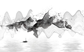 轻奢装饰画抽象水墨线条弧线山水