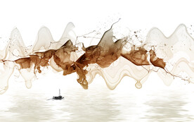 轻奢装饰画抽象线条弧线山水画船