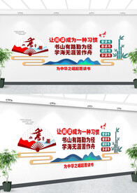 学校阅览室读书文化墙设计