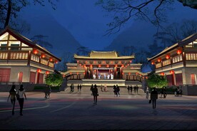 古镇戏台亮化效果图