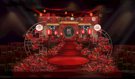 红黑新中式婚礼婚礼效果图