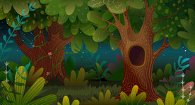 手绘卡通森林背景