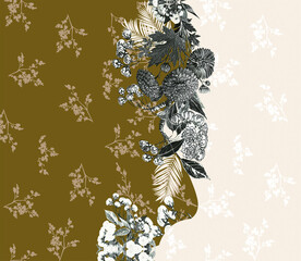 大牌  方巾 数码印花