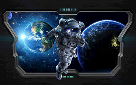 太空舱宇航员星球背景墙