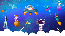 卡通太空人背景墙