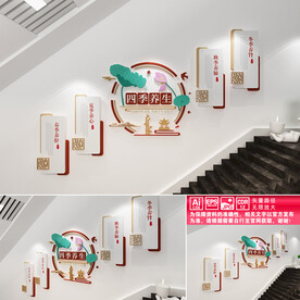 四季养生楼道文化墙