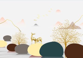 轻奢装饰画 石头麋鹿