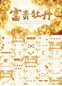 金色富贵牡丹中国风总PPT
