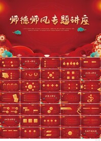 红色喜庆师德师风专题讲座PPT