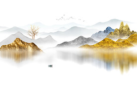 简约现代金树金山新中式背景墙