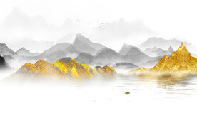 金箔水墨山水背景墙