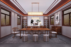 寺庙会客室办公室设计效果图模型