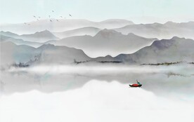 轻奢装饰画 新中式山水画 船