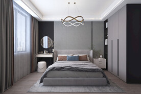 现代主卧室墙板效果图模型