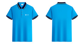 蓝色翻领短袖工作服效果图