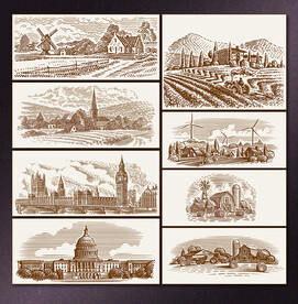 矢量手绘风景系列