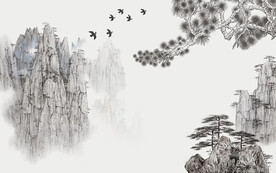 轻奢装饰画 新中式水墨山水画