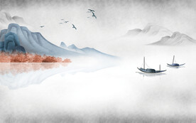 轻奢装饰画 意境水墨山水画