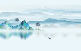 新中式抽象山水画背景墙