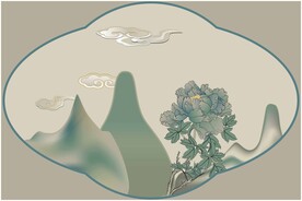 中国风青绿花窗