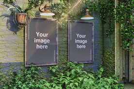 花园咖啡馆一角海报样机