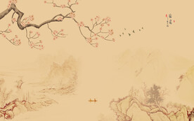新中式山水花鸟画背景墙